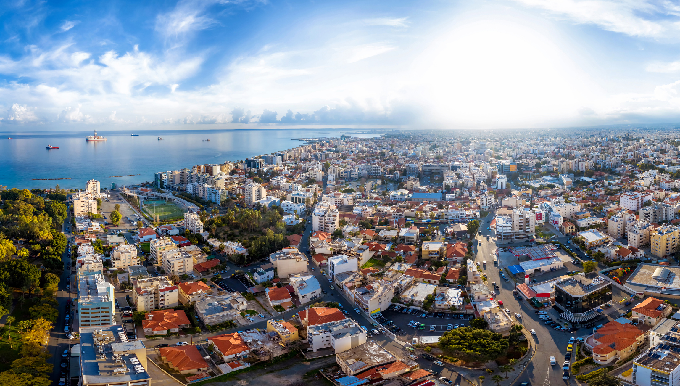 Aerial Panorama View of Downtown Limassol Cyprus